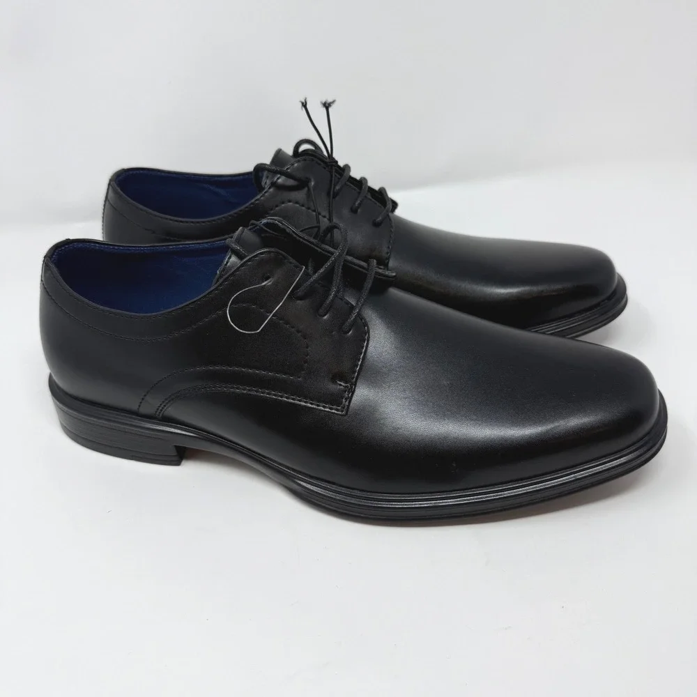 Perry Ellis‎ Portfolio Adan Black Plain Toe Derby Dress Shoes Men's 9.5 MED NEW